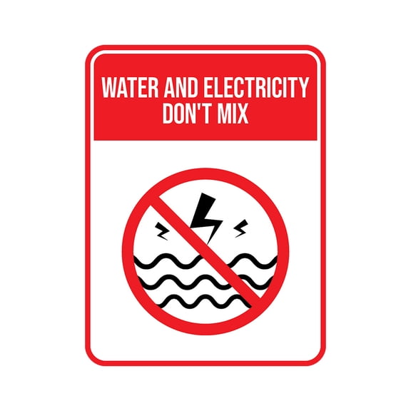 Portrait Round Plus Water and Electricity Don't Mix Door or Wall Sign - Small