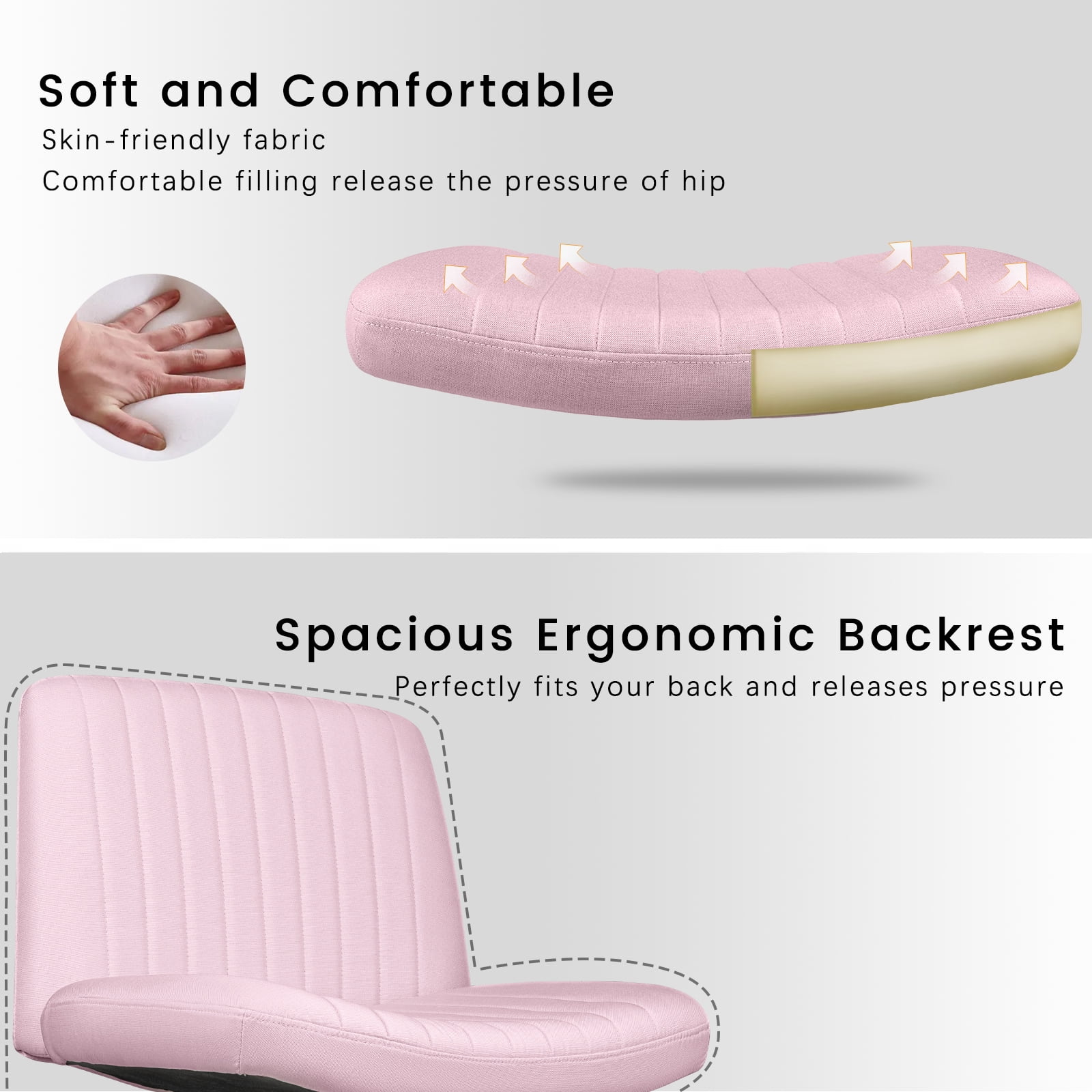 Waleaf 360 Degree Swivel and Height Adjustment Task Desk Chair, Pink