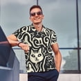 thumbnail image 4 of Saiise Abstract Cat Faces Pattern Print Mens Golf Shirt Moisture Wicking Quick-Dry Print Performance Polo Shirts for Men-4X-Large, 4 of 6