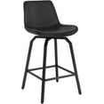 thumbnail image 7 of LUE BONA 360° Swivel Bar Stools Set of 2, 26 Inch Counter Height Bar Stools, Modern Faux Leather with Enlarged Seats, Metal Legs for Kitchen Island, Dining, Black, 7 of 7