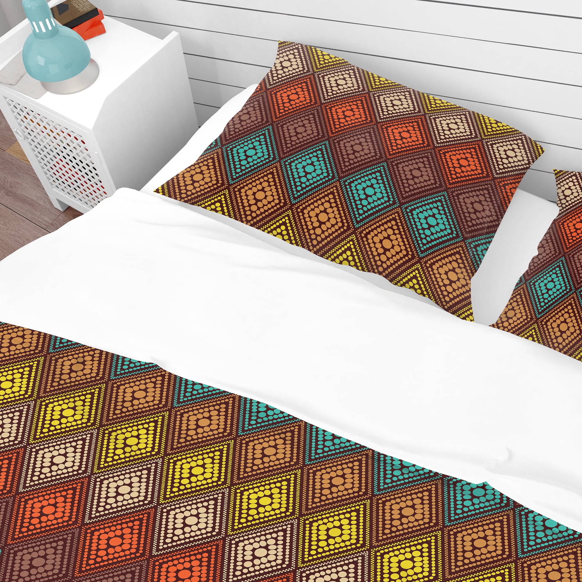 Designart 'Abstract Color Dot Geometric Pattern' Modern & Contemporary Duvet Cover Set