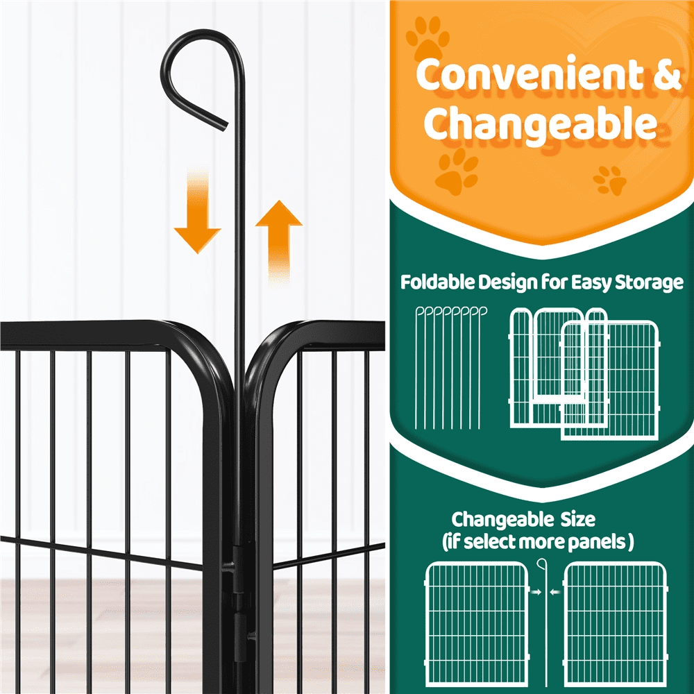 Yaheetech 31.5" H 8-Panel Steel Dog Playpen with Door, Black