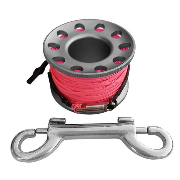 Soidarity Carrete de guía de carrete de dedo de buceo con broche de perno de doble extremo de 15 m para exploración submarina mejorada Deportes acuáticos Gris Alambre de 15 m