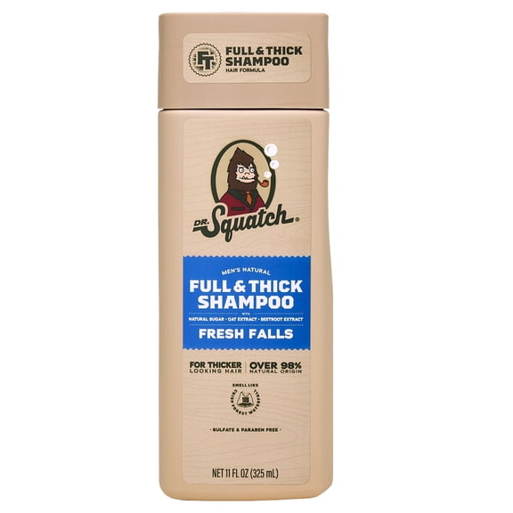 Dr. Squatch Natural Full and Thick Shampoo, Fresh Falls, 11 fl oz
