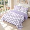 thumbnail image 3 of Manfei Modern Plaid Quilt King,Contemporary Checkered King Coverlet Set,Purple White,3-Piece,1 Bedspread and 2 Pillowcases, 3 of 7