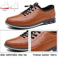 thumbnail image 3 of Men's Casual Leather Loafers Business Formal Comfort Driving Working Adjustable Breathable Lightweight Oxford Shoes Orange 15 US, 3 of 7
