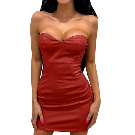 FhsagQ Women Lingerie Sets Exposed Nipple Solid Color Tube Top Slim Fit Waist Covering Dress for Women Lingerie for Women Crotchless Lingerie for Women Plus Size Crotchless Red M
