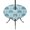 Cyan, Aqua, White, variant on Round Outdoor Tablecloth with Umbrella Hole and Zipper, Tropical Palm Trees Tablecloth with Elastic Waterproof, Summer Coastal Navy Blue Vintage Patio Table Covers for 36" - 44" Picnic Pool Tables