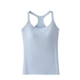 thumbnail image 6 of TARIENDY Racerback Workout Tank Tops for Women Built-in-Bra Ribbed Sleeveless Tops Wide Straps Scoop Neck Cami Shirts Plus Size Slim Fit Basic Shirt Light Blue XXL, 6 of 10