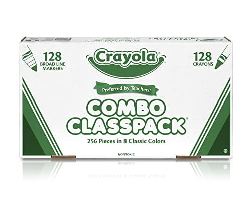Crayola Crayons and Markers Combo Classpack, 256 Pieces in 8 Classic Colors