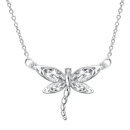 YAFEINI Dragonfly Necklace Sterling Silver Crystal BirthstoneDragonfly Jewelry Gifts (4 April Birthstone)