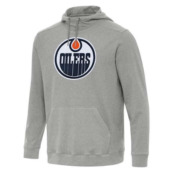 Men's Antigua Heather Gray Edmonton Oilers Cloud Pullover Hoodie
