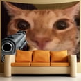 thumbnail image 1 of Divertido tapiz para colgar en la pared, estilo meme de gato, 150 x 130 cm, 1 of 3
