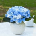 thumbnail image 2 of Enova Home Artificial Silk Hydrangea Faux Flowers Arrangement in Round Ceramic Pot for Home Office Wedding Decoration (Blue Cream), 2 of 4
