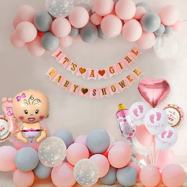 Baby Shower Decorations Girl, Baby Shower Pink Balloons Set, Baby Shower  for Girl, Its a Girl Baby Shower Banners