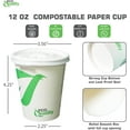 thumbnail image 3 of 12 oz Compostable Paper Cups with White Flat Lids and Wooden Stirrers - Biodegradable Disposable White Paper Coffee Cups PLA Lined - Eco-friendly Hot and Cold Drinking Cups (150), 3 of 4