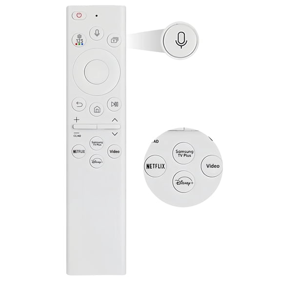 Replacement remote control for Samsung Frame TVs. Compatible with 2018-2024 Samsung Smart Remote with voice functionality. Works with Crystal QLED, QLED, 4K, and 8K models. Bn59-01391A (Solar-free).