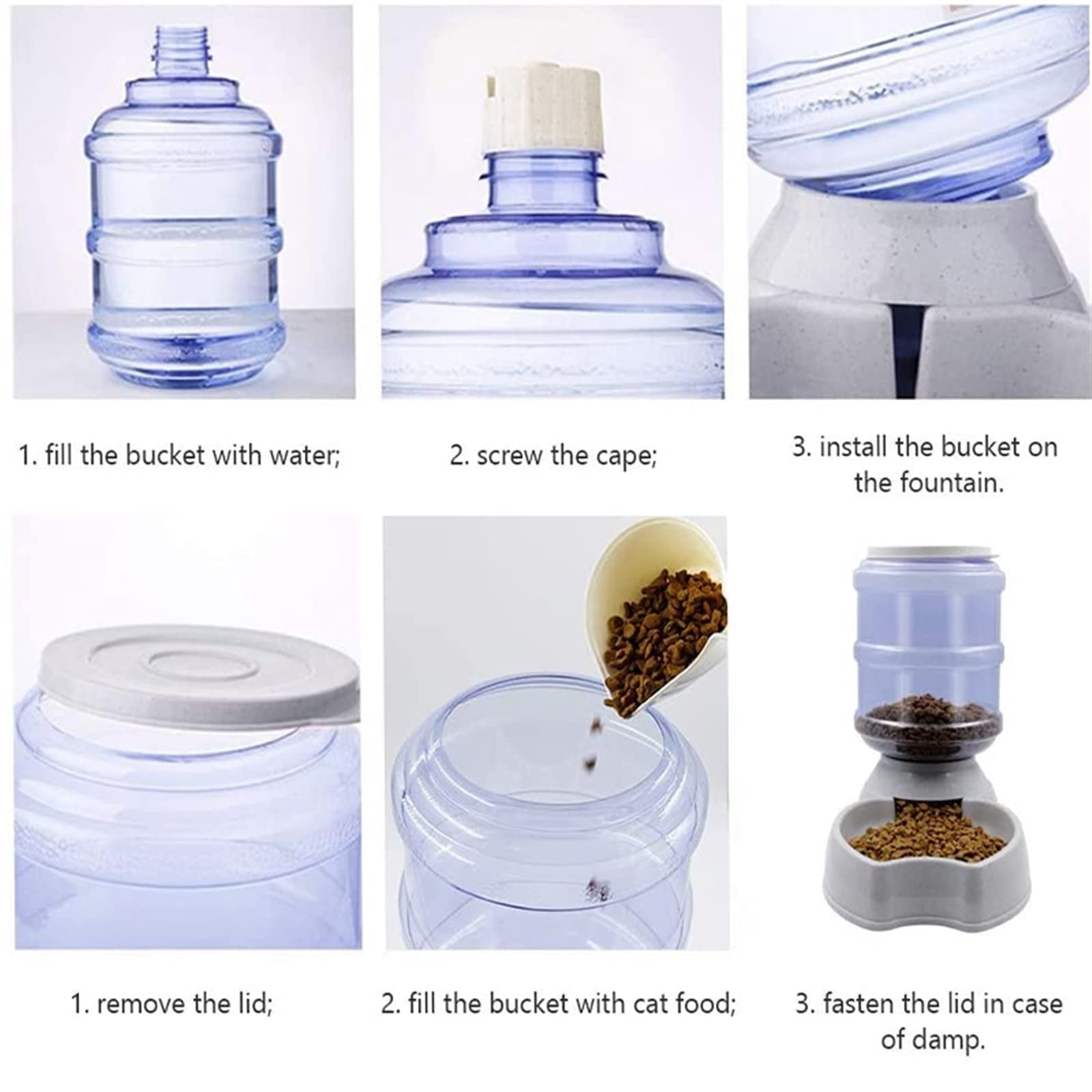 CNV Automatic Waterer Feeder, Automatic Feeders for Pets, High Capacity Pet Food Bowl Gravity Water Dispenser Pet Bowl for Dogs Cats 3.8 L Dog Accessories, Blue