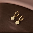 thumbnail image 5 of 925 Sterling Silver CZ Clover Hoop Earrings Dangle for Women Teens Lucky Clover Leaf Huggie Earrings Flower Drop, 5 of 12