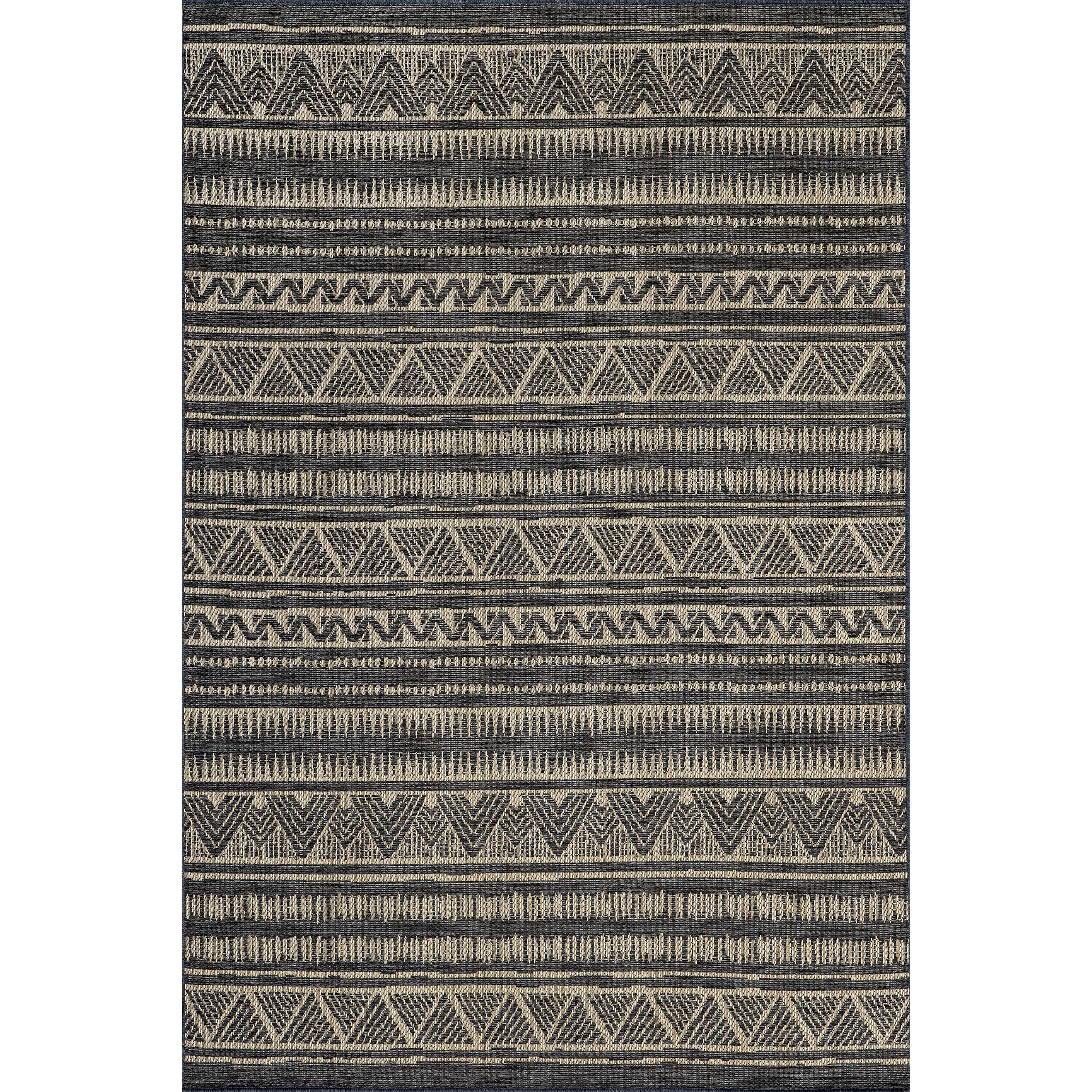 nuLOOM Maia Striped Tribal Indoor/Outdoor Area Rug, 8' x 10', Charcoal - image 2 of 9