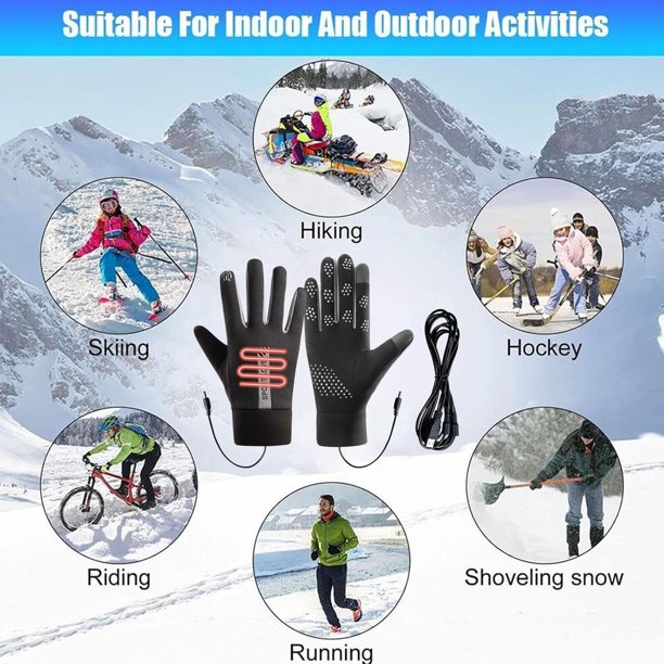 Guantes para Mujeres Guantes Calentados Pantalla Táctil Impermeable Usb, Guantes de Invierno Hombres Mitas para Conducir Ciclismo Caza Senderismo Al Aire Libre