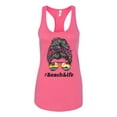 thumbnail image 3 of Messy Bun BeachLife | Cool Neon Leopard Print Bandana | Sunglasses Vaction Beach Paradise Fashion Ladies Racerback Sleeveless Top, Hot Pink, M, 3 of 5
