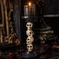 thumbnail image 4 of Halloween Stacked Skull Pillar Candle Holder, Gothic Resin Skeleton Candlestick, Halloween Spooky Tabletop Centerpiece Decor for Pillar Candle, Haunted House & Bar Home Ornament, 4 of 7
