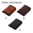 thumbnail image 3 of Genuine Leather Men Wallet Small ID Credit Card Holder Trifold Pocket Retro Bifold Short Multi-Function Purse Money Brown Three-folding, 3 of 9