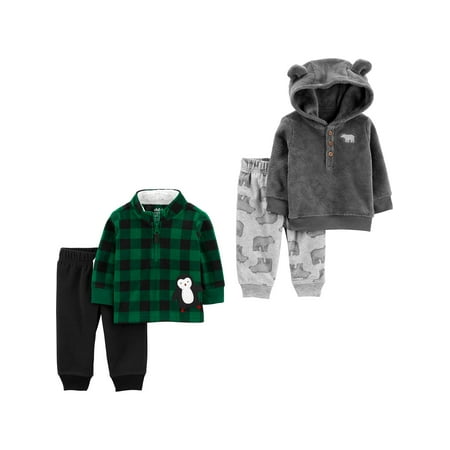 Carter's Child of Mine Baby Boy Long Sleeve Shirt and Pant 4pc Outfit Set (NB-24M)