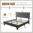 thumbnail image 5 of Honfach Queen Size Velvet Bed Frame with Upholstered Button Tufted Headboard, Platform Bed with Wooden Slats Support, No Box Spring Needed, Easy Assembly, Noise-Free,Dark Gray, 5 of 8
