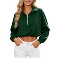 thumbnail image 3 of Aezemi Womens Crop Half Zip Sweatshirts Collared Elastic Hem Drawstring Quarter Zipper Long Sleeve Blouses Fall Winter Fashion Outdoor Casual Workout Jackets XL, 3 of 9