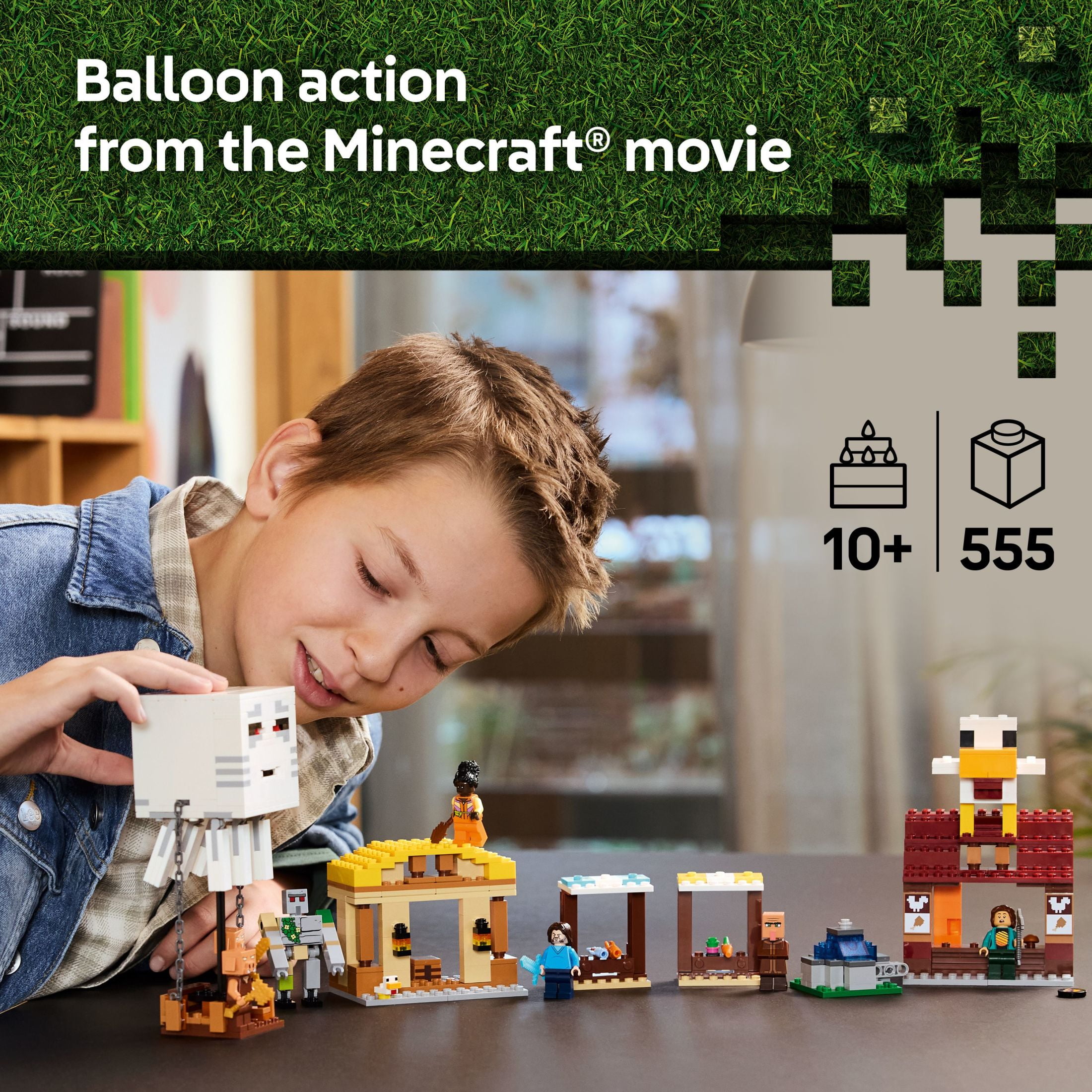 LEGO Minecraft The Ghast Balloon Village Attack- Toy Building Set for Kids, Girls and Boys Ages 10+ -  Includes Steve, Natalie, and Dawn Minifigures -  Birthday Gift Idea - 21273