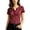 F-340Red, variant on ZHOGXU Womens Summer T Shirt Short Sleeve V Neck Button Front Striped Print Lightweight Stylish Slim Fit Tee Top For Everyday Wear,Coffee,L