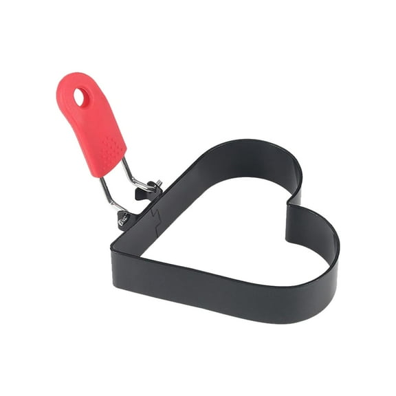 Egg Ring, Ongmies Egg Ring with Foldable Handle Stainless Heart Shaped Egg Rings for Frying Eggs English Cooking Breakfast Sandwich Burger, Red