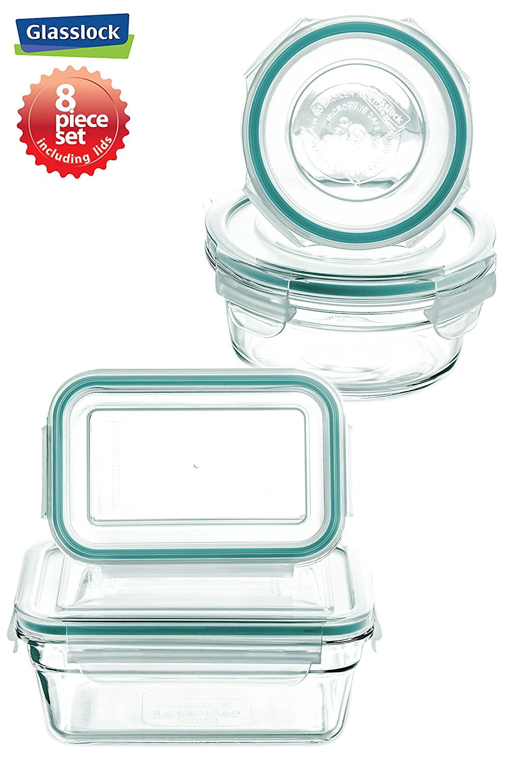 Glasslock Clear Airtight Storage Containers 8 Piece Set