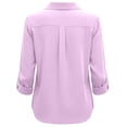 thumbnail image 7 of Long Sleeve Shirts for Women 2026 Spring Linen Roll Up Sleeve Button Lapel Collar Dressy Casual Office Work Blouse Tops, 7 of 7