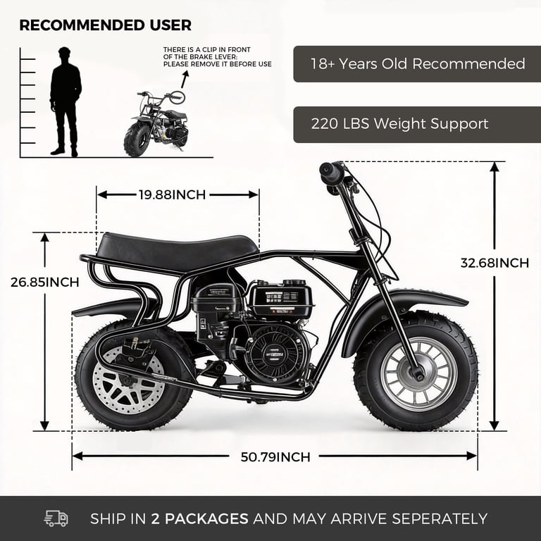 Oryxearth 4-Stroke Mini Bike, 196CC Gas Powered Dirt Bike, Off