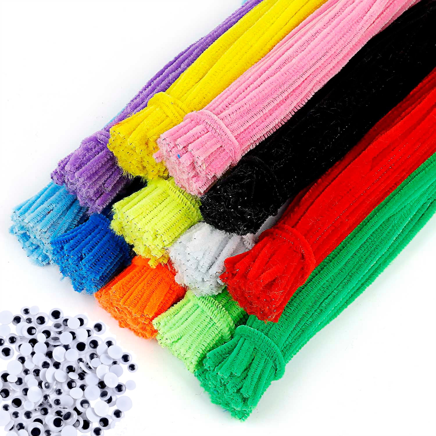 Chenille Pipe Cleaners Long Craft Stems Coloured Striped Black Brown White 