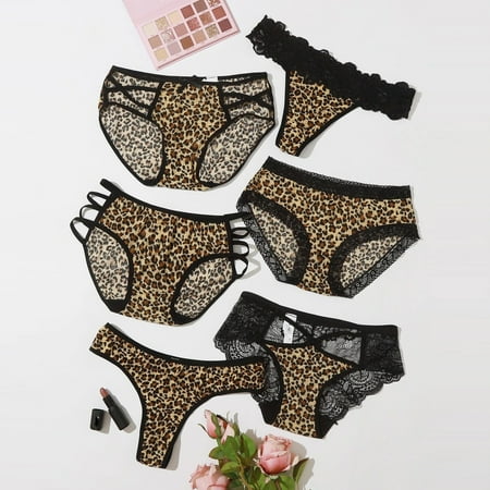 

Lhked Women s Lace Bikini Leopard Print Translucent Underwear Sheer Tank Underpant