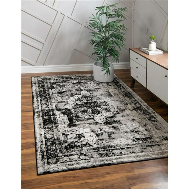 Unique Loom 3137793 4 x 6 ft. Salle Garnier Sofia Rectangular Rug, Black