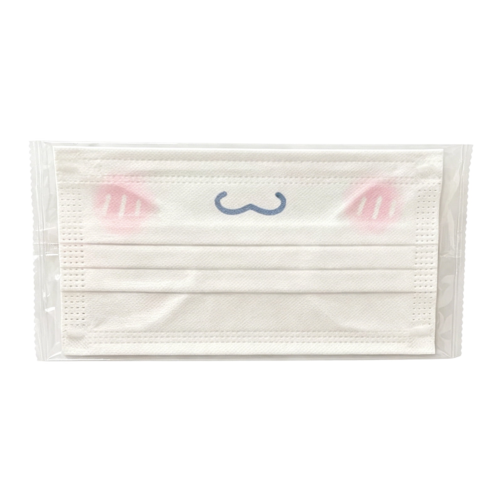 Colorful Disposable Face Masks 3 Layer Protective White Facial Cover with Blush Smile Print Breathable Non Woven Face Mask for Daily Use Outdoor Travel 10 Pack
