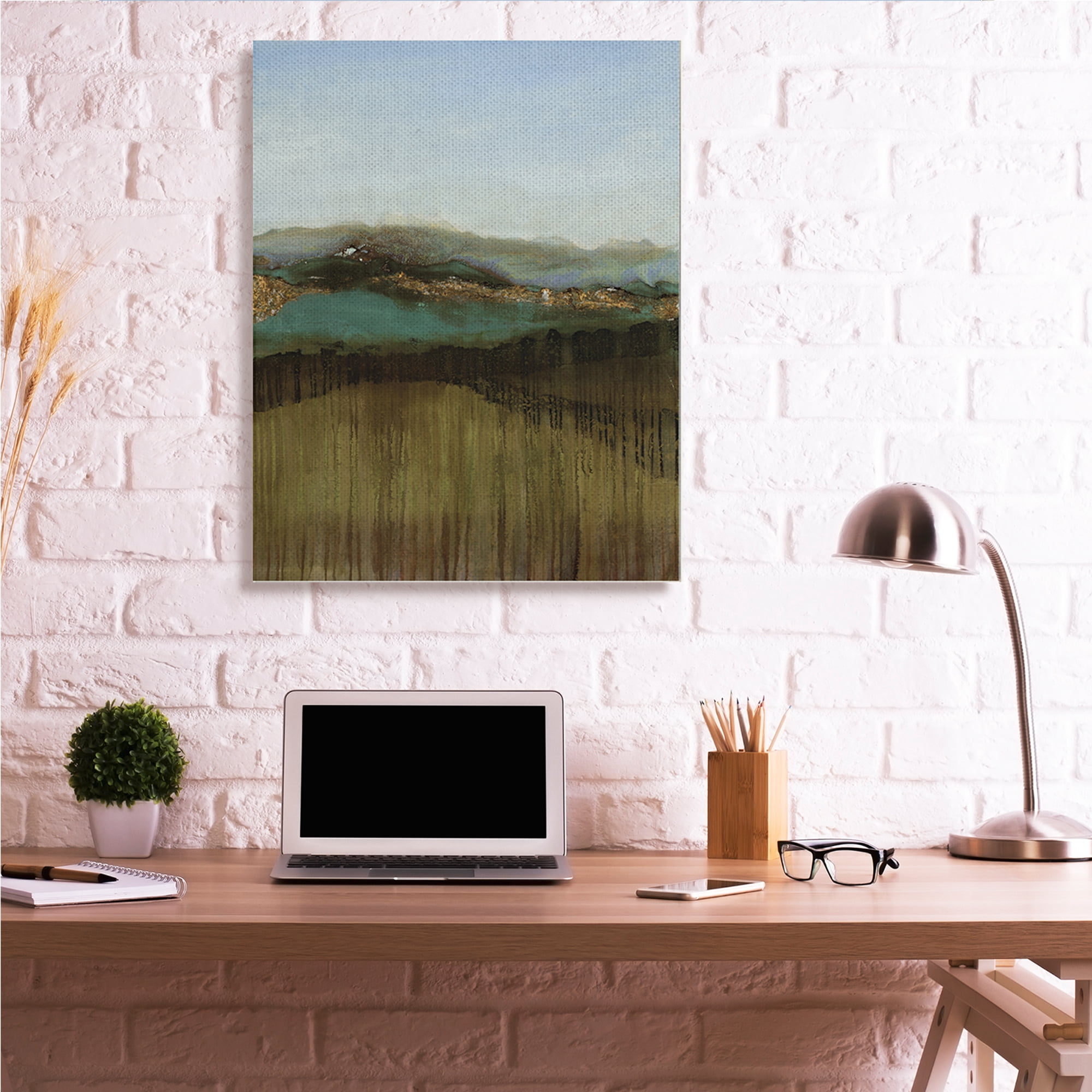 Stupell Industries Abstract Distant Mountain Range Landscape Blue Sky,36 x 48,Designed by Ruth Fromstein