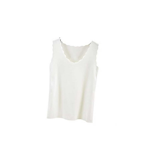 Minnieouse Ropa interior térmica para mujer, chaleco, Otoño Invierno, hogar, escuela, exterior, capa básica, cuerpo delgado, Tops cálidos, ropa interior Camisetas sin mangas Blanco Minnieouse AP013513-01