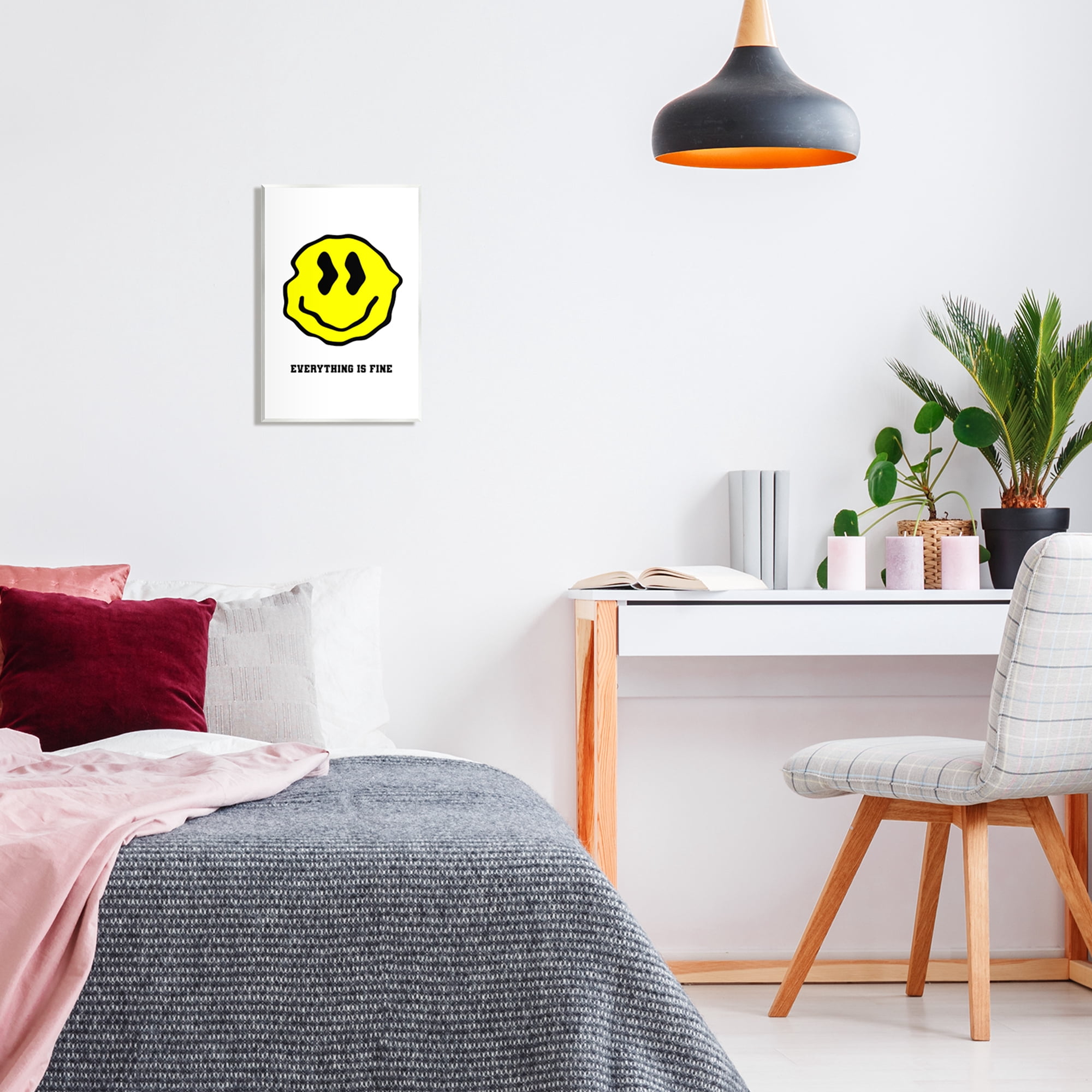 Stupell Industries Everything is Fine Smiley Abstract Painting Unframed Art Print Wall Art, 10 x 15