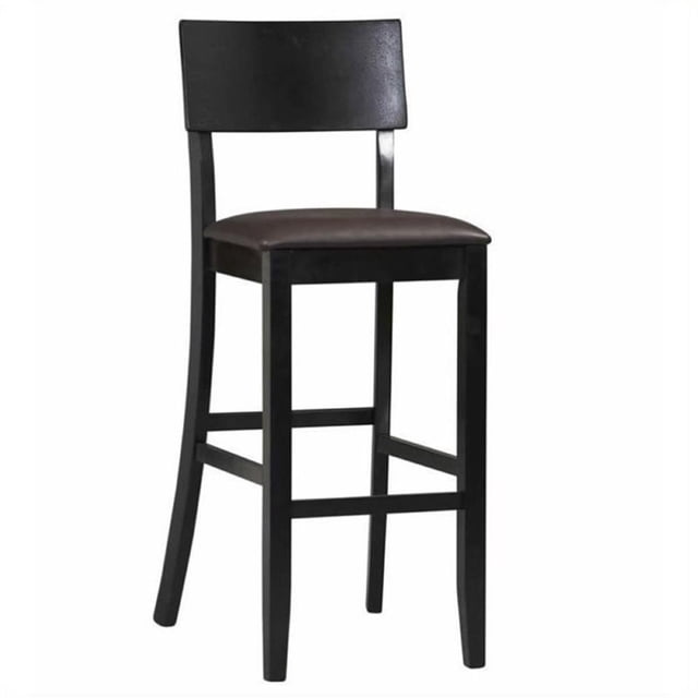Hawthorne Collections Faux Leather Black Bar Stool Rectangular Padded 31" Unassembled