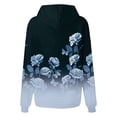 thumbnail image 5 of Women's Fall And Winter Printed Pullover Hooded Sweatshirt Long Sleeve Fashion Retro Floral Print Sweatshirt Drawstring Hoodie for Casual Outdoor Wear,Navy,M, 5 of 5