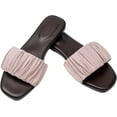 thumbnail image 3 of Womens Ruched Fabric Slide Sandals Open Toe Flat Sandals with Heel Cushion, 3 of 6