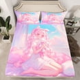 thumbnail image 2 of jejeloiu Kawaii Anime Girls Full Size Sheets,Cartoon Princess Bed Sheets For Kids 4-Piece, 2 of 7