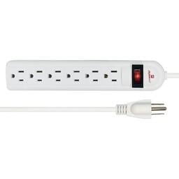 Barra multicontactos Fussion Acustic 6 entradas con SWITCH RESET blanco CHPBR-4505WH