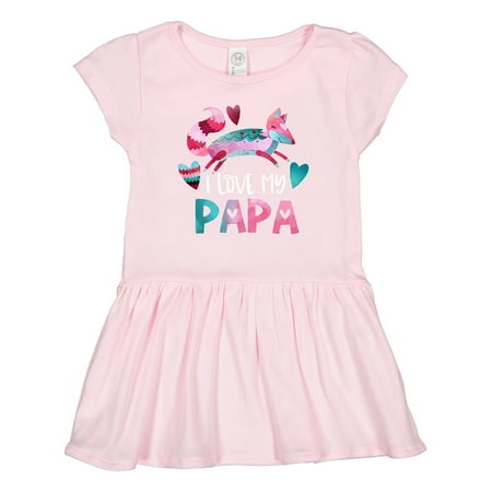 

Inktastic I Love My Papa Pink and Blue Fox with Hearts Gift Toddler Girl Dress